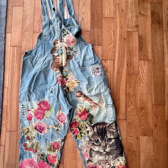 Magnolia Pearl Rose Embroidered Denim Overalls - Picture 4 of 4